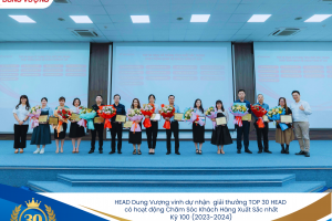 HEAD DUNG VƯỢNG TIẾP TỤC DUY TRÌ VỊ TRÍ TOP HEAD CÓ HOẠT ĐỘNG CHĂM SÓC KHÁCH HÀNG XUẤT SẮC NHẤT TOÀN QUỐC KỲ 100 (2023 -2024)